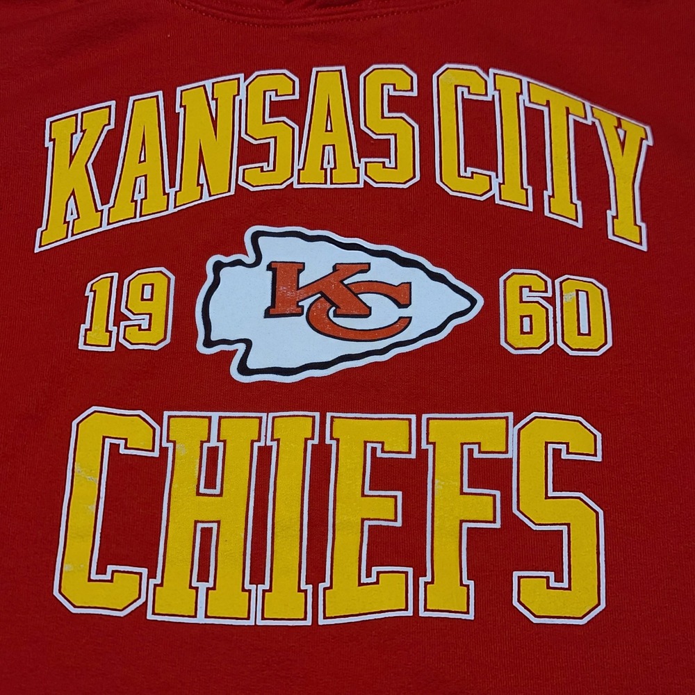 NFL Team Apparel Kansas City Chiefs Hoodie Men Small Red Graphic Sweatshirt 1960
